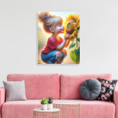 Toile Petite Fille Avec Tournesol (Insitu(Salon))