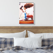 Toile Petite fille noire souffle Sécher ses cheveux (Insitu(Chambre))