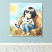 Toile Petite Fille Sur Hay Bale (Insitu (Plancher de Bois))