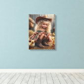 Toile Petite Fille Sur La Ferme Étiquette Tablette Impre (Insitu (Plancher de Bois))