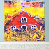 Toile Petite Maison de Fée Rouge (Insitu (Plancher de Bois))