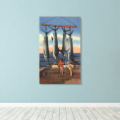 Toile Petites filles regardant l'espadon capturé (Insitu (Plancher de Bois))