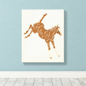 Toile Petits Chevaux Brown - sur rose saumon. (Insitu (Plancher de Bois))