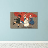 Toile Petits enfants avec parapluies (Insitu (Plancher de Bois))