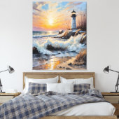 Toile Phare au coucher du soleil – Paysage marin impress (Insitu(Chambre))
