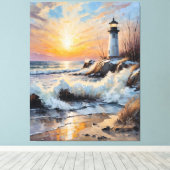 Toile Phare au coucher du soleil – Paysage marin impress (Insitu (Plancher de Bois))