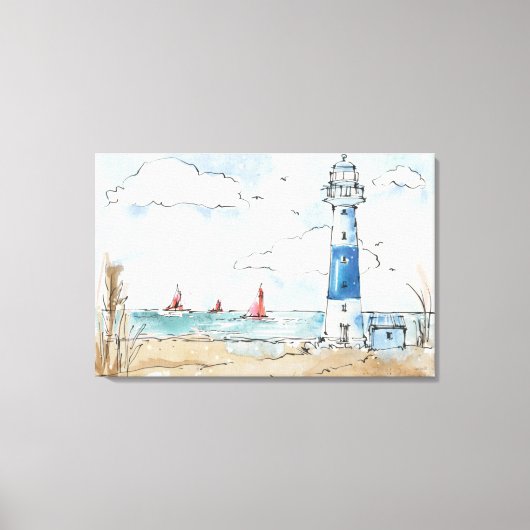 Toile Phare bleu et blanc (Recto)