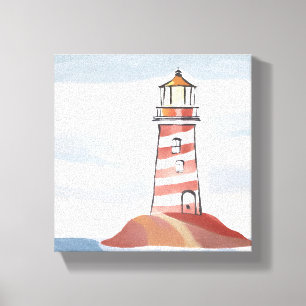 Toile Phare Classique   Aquarelle d'eau côtière océaniqu
