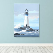 Toile Phare coloré sur l'océan (Insitu (Plancher de Bois))