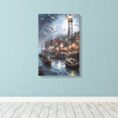Toile Phare côtier à Twilight Art nautique (Insitu (Plancher de Bois))