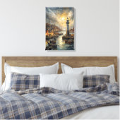 Toile Phare côtier et village balnéaire Sunset Art (Insitu(Chambre))
