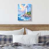 Toile Phare côtier | Mer aux vagues de l'océan bleu (Insitu(Chambre))
