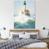 Toile Phare dans la tempête - Ocean Waves Art Imprimer (Insitu(Chambre))