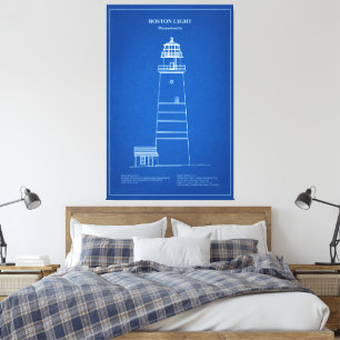 Toile Phare de Boston - Massachusetts - AD