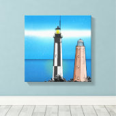 Toile Phare de Cape Henry la nuit (Insitu (Plancher de Bois))