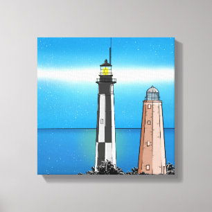 Toile Phare de Cape Henry la nuit
