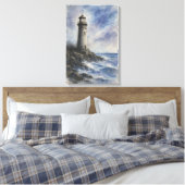 Toile Phare de charbon et d'aquarelle sur la côte rocheu (Insitu(Chambre))