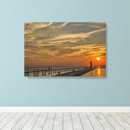 Toile Phare de Manistee North Pierhead (Insitu (Plancher de Bois))