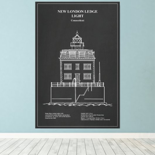 Toile Phare de New London Ledge - Connecticut – PD (Insitu (Plancher de Bois))