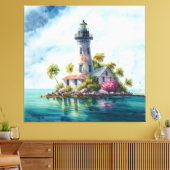 Toile Phare Île Tropicale Eau Turquoise  (Insitu(Salon))