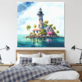 Toile Phare Île Tropicale Eau Turquoise  (Insitu(Chambre))