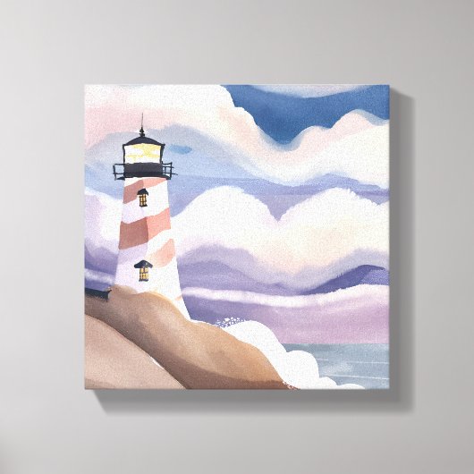 Toile Phare maritime | Aquarelle Peinture Océanique (Recto)