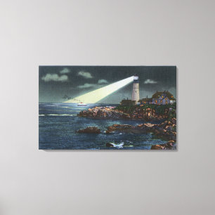 Toile Phare principal de Portland la nuit