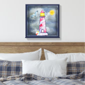 Toile Phare rouge avec un Arrière - plan Stormy (Insitu(Chambre))