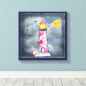 Toile Phare rouge avec un Arrière - plan Stormy (Insitu (Plancher de Bois))