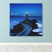 Toile Phare sur mur dans l'océan la nuit (Insitu (Plancher de Bois))