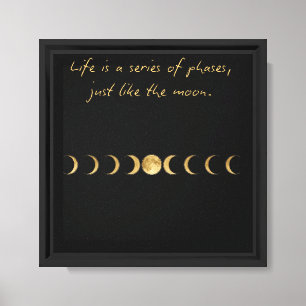Toile Phases de lune moderne Art mur Celes noir et or