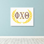 Toile Phi Chi Theta | Grecques avec Couronne (Insitu (Plancher de Bois))