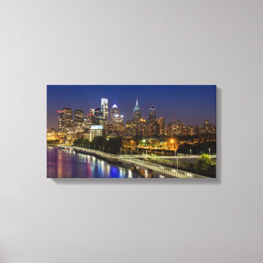 Toile Philadelphie Skyline La Nuit (Recto)