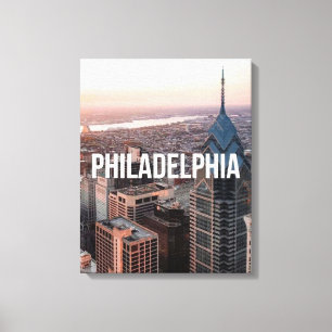 Toile Philadelphie Skyline Vue aérienne Typographie Urba