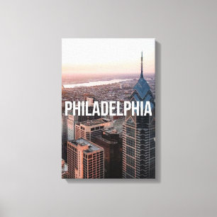 Toile Philadelphie Skyline Vue aérienne Typographie Urba