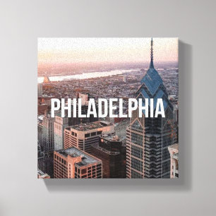 Toile Philadelphie Skyline Vue aérienne Typographie Urba