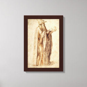 Toile Philosophe grec avec crâne humain par Michelangelo