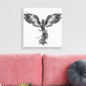 Toile Phoenix Rising - Noir et Blanc (Insitu(Salon))