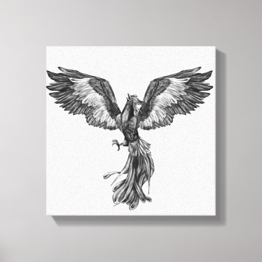 Toile Phoenix Rising - Noir et Blanc (Recto)