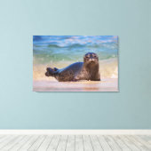 Toile Phoque du port bébé dans l'eau (Insitu (Plancher de Bois))