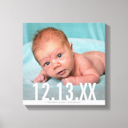 Toile PHOTO BÉBÉ DATE DE NAISSANCE superposition de text (Recto)