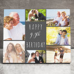 Toile Photo Collage 7 Photo Grey Blanc 90e anniversaire<br><div class="desc">Dites Joyeux 90e anniversaire avec une toile enveloppée sur mesure. Le modèle photo est mis en place pour vous d'ajouter 7 de vos photos préférées qui sont affichées dans un collage photo autour de la salutation d'anniversaire. Le texte se lit simplement "Joyeux 90ème anniversaire" dans la typographie décontractée. "90ème" est...</div>