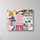 Toile Photo Collage 7 Photo Rose Grey 80e anniversaire (Recto)