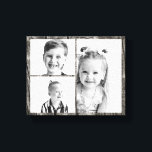 Toile Photo Collage Dark Wood<br><div class="desc">Photo Collage.  3 photos.  Customize.  Black Wood Background.  Black and white photo used in this image.</div>