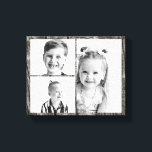 Toile Photo Collage Dark Wood<br><div class="desc">Photo Collage.  3 photos.  Customize.  Black Wood Background.  Black and white photo used in this image.</div>