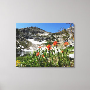 Toile Photo d'art, Montagnes Lake Fleurs sauvages, Nevad