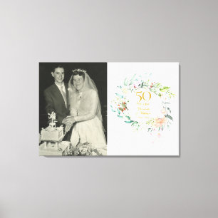 Toile Photo de 50e anniversaire de mariage floral Roses