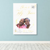 Toile Photo de 50e anniversaire de mariage Roses dorées (Insitu (Plancher de Bois))