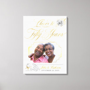 Toile Photo de 50e anniversaire de mariage Roses Or