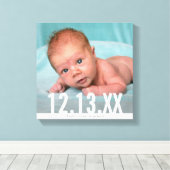 Toile PHOTO DE BÉBÉ DATE DE NAISSANCE superposition de t (Insitu (Plancher de Bois))